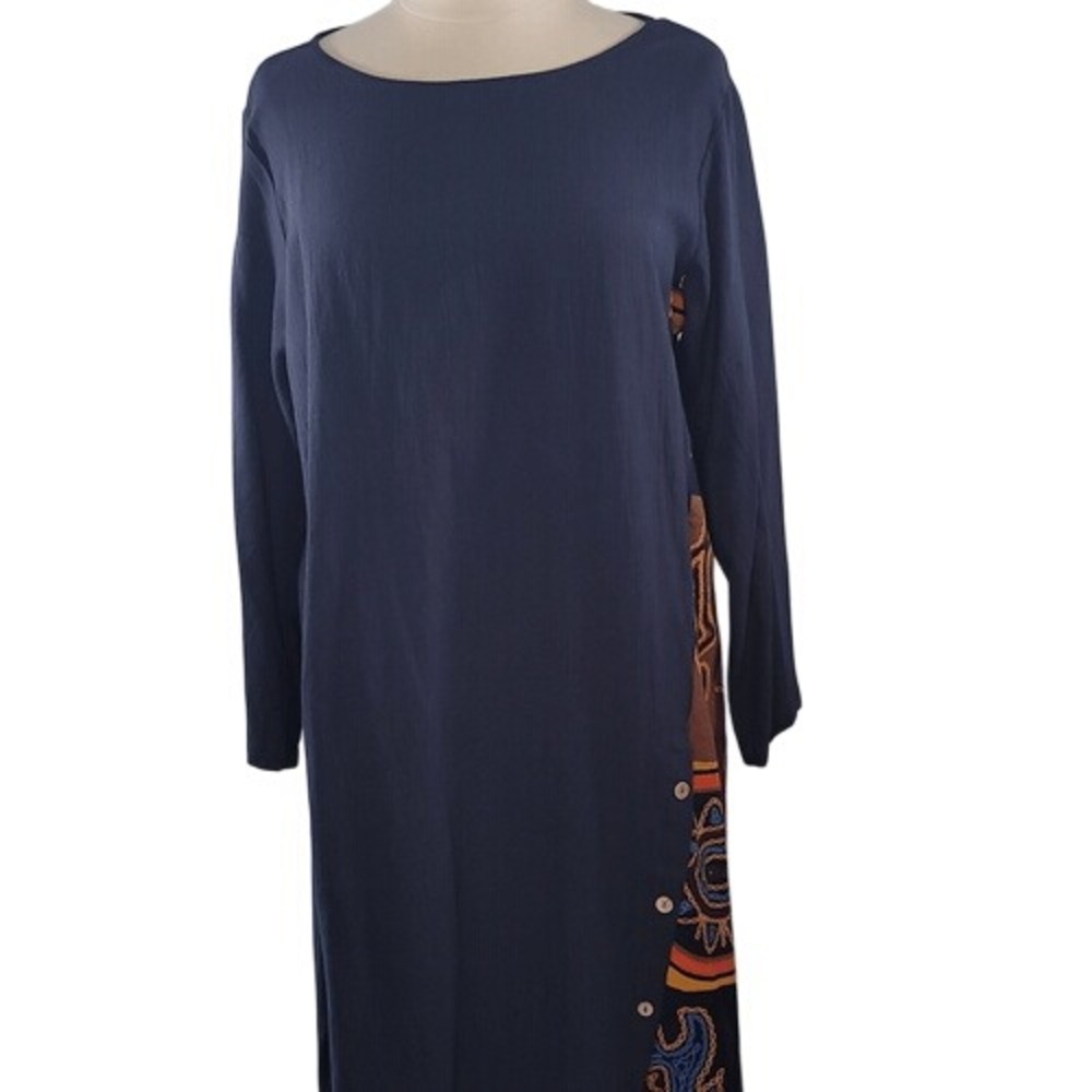 Zanzea Navy‎ Blue with Contrasting Colors Maxi Dress - Picture 2 of 13